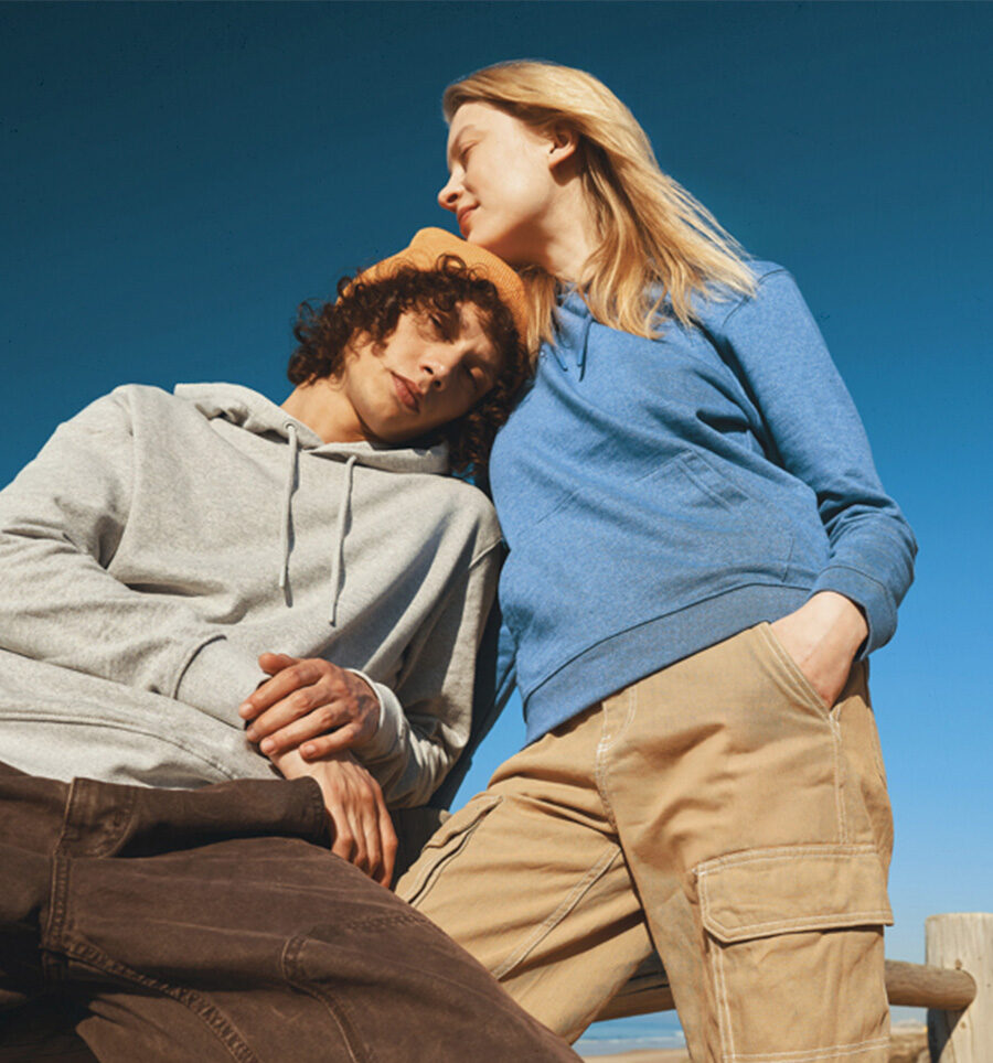 Sula sweatshirt med tryk i ufarvet bomuld