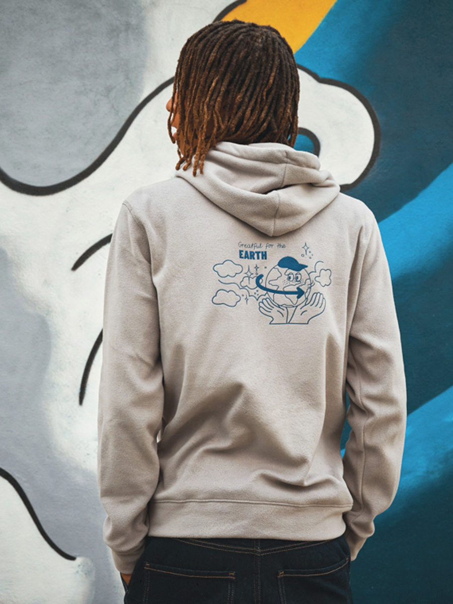 Ægir fleece trøje med broderet tryk