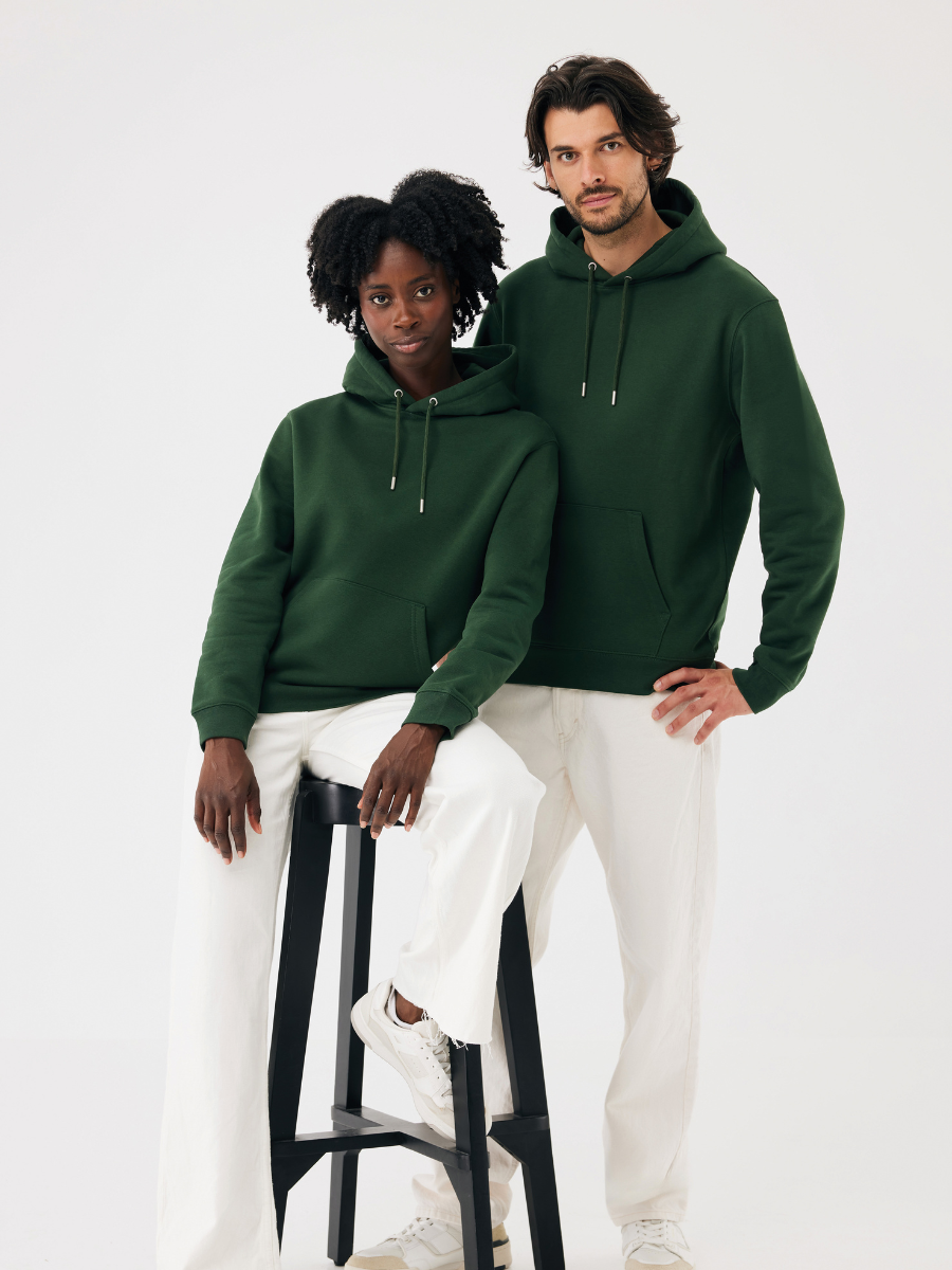 Unisex hoodie med kængurulomme og dobbeltlags hætte